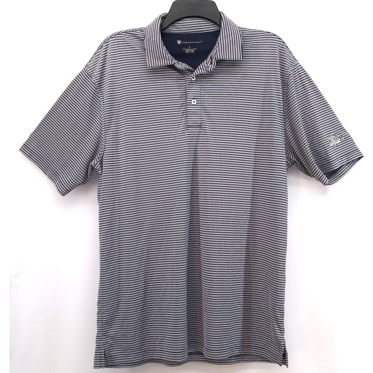 Oxford Golf Shirt Mens Large Blue Striped Short Sleeve Diamond Bar Golf Polo